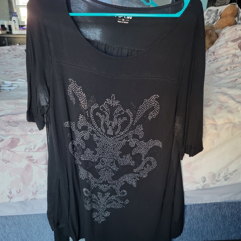 Apt.9 black rhinestone top